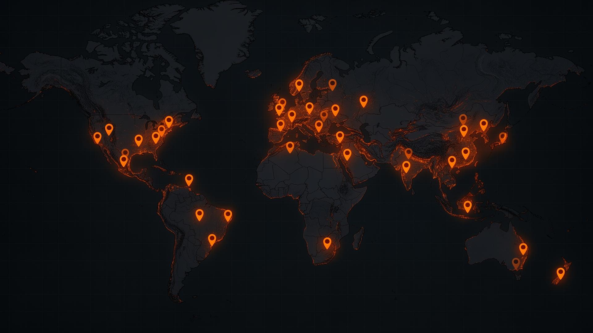Live map of Procaffeinated check-ins glowing across the globe